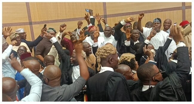 Jubilation as Supreme court upholds Ademola Adeleke’s victory, supporter celebrates in court